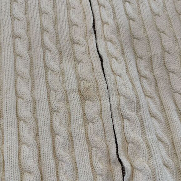 L.L.Bean Women’s White Cable Knit Zip Up Sweater Size 1X Plus Size 100% Cotton - Picture 4 of 10